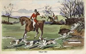 Fox Hunting Collection: Hunstman blows his horn and the chase begins
