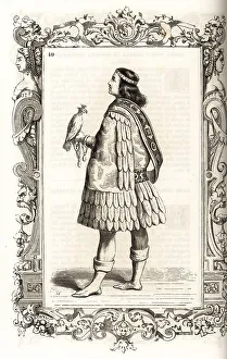 16th Century Prints: Hunting costume of a baron of Venice, circa 1000