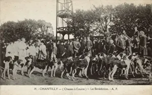 Benediction Prints: Hunting with dogs, La Benediction, Chantilly, France