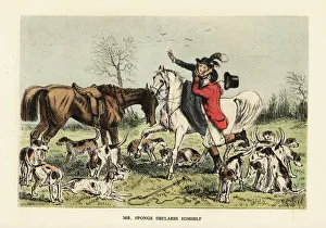 Images Dated 3rd July 2020: Huntsman in hunting pinks embracing a woman on a horse