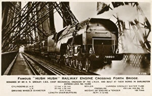 Engineer Collection: Hush Hush Railway Engine crossing the Forth Rail Bridge