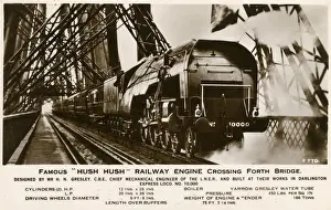 Herbert Prints: Hush Hush Railway Engine crossing the Forth Rail Bridge