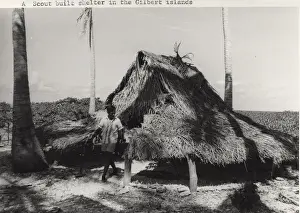 Polynesia Prints: Hut built by scouts, Gilbert Islands, Pacific