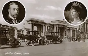 Taxis Prints: Hyde Park Corner with Royal inset portraits