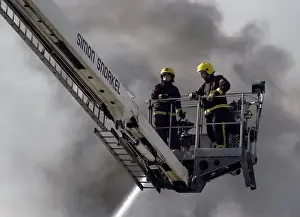 A hydraulic lift in action at scene of fire, Penge