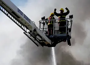 A hydraulic lift in action at scene of fire, Penge