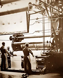 Hydraulic Prints: A hydraulic mangle, linen production, Victorian period