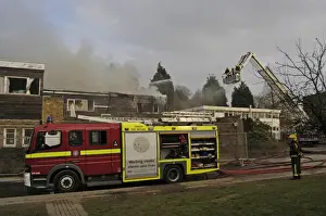 Hydraulic platform in use at fire in Isleworth