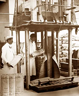 Hydraulic Prints: A hydraulic press, linen production, Victorian period