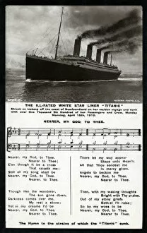 Score Gallery: Hymn to which the Titanic sunk and photo of the liner