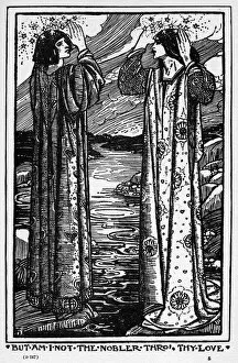 Adoration Gallery: But am I not the nobler thro thy love. Illustration by Florence Harrison to Tennyson s