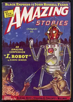 Fiction Collection: I Robot, Amazing Stories Scifi Magazine Cover