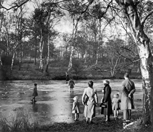 Skaters Collection: Ice Skaters on River