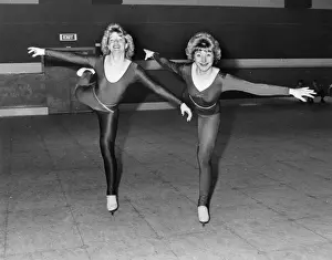 Indoor Prints: Two ice skaters in a skating rink, Cornwall
