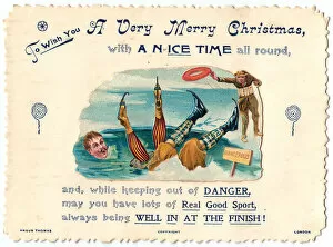 Ice skating accident with comic verse on a Christmas card