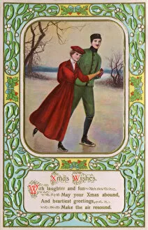 Pond Collection: Ice Skating Couple - Christmas Greetings Card