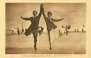 Skaters Collection: Ice Skating in Winter at Luchon Superbagneres, France
