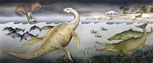 Diapsida Prints: Ichthyosaurus, Rhamphorhynchus, Plesiosaurus, Megalosaurus