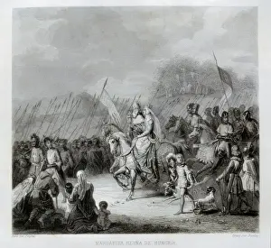Hungarians Prints: III Crusade. Marguerite of France leading