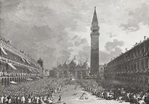 Doge Prints: Il doge di Venezia uscendo dalla Basilica di S. Marco, getta