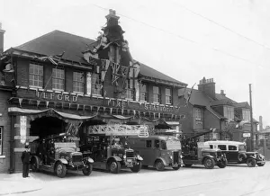 Ilford Prints: Ilford Fire Station decorated with flags