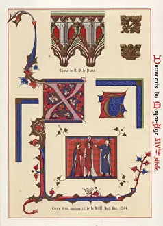 Ornamentation Prints: Illuminated alphabet, choir of Notre Dame in Paris