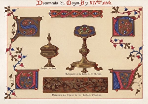 Amiens Gallery: Illuminated alphabet, gold chalice, golden