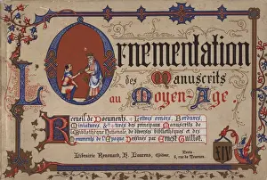Borders Prints: Illuminated borders, miniature of man presenting