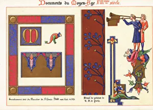 Typography Prints: Illuminated frame and paintings from Notre Dame, 13th century