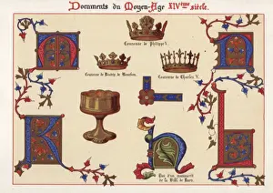 Beatrix Prints: Illuminated letters, crowns of Philippe V