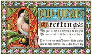 Illuminated manuscript style New Year card