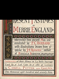 Illuminated title page to Present Pastimes of Merrie England Illuminated title page to Present Pastimes of Merrie England