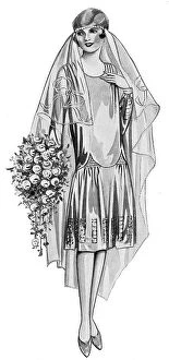 New Images July 2023 Collection: Illustration of a 1920s bridal dress Date: 1920s
