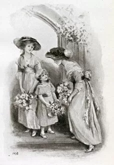 Etiquette Collection: Illustration - The Bridesmaids wait in the church porch