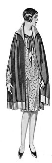 Worn Collection: Illustration of a cape worn over a short-skirted dress. Date: 1920s
