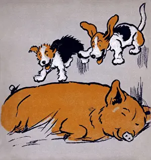 Illustration by Cecil Aldin, The Farmyard Puppies