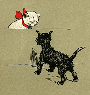 White Puppy and Cat 1909
