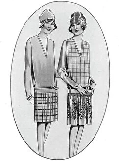 Frocks Collection: Illustration of two dresses made using the same dress pattern. Date: 1920s