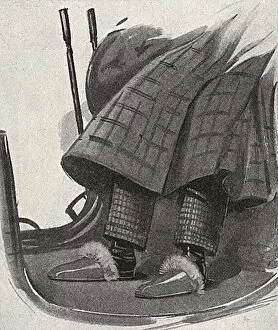 Illustration of fur-lined foot gloves in the Tatler