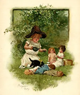 Harriett Prints: Illustration, A Garden Party - Dolls Tea Party