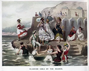 Bains Prints: Illustration, Glamour Girls by the Seaside