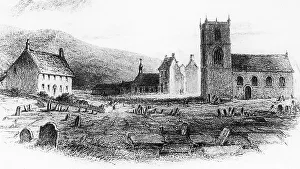 Illustration of Haworth Church and Parsonage in 1857