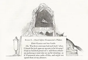 Illustration by Kenny Meadows to Cymbeline, by William Shakespeare. Introductory illustration to Act II, showing a bird in a cage (symbolising Imogen) with a fox nearby (symbolising Iachimo and Cloten). Date: 1840