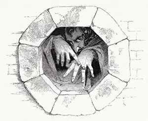 Illustration by Kenny Meadows to Cymbeline, by William Shakespeare. Imogen's husband Posthumus is tormented by Iachimo's supposed evidence that he has slept with Imogen. Date: 1840
