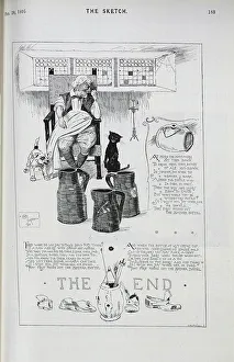 Illustration with lyrics by Cecil Aldin, The Leather Bottel