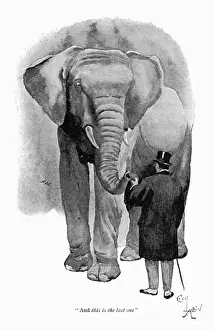 Elephants Prints: Illustration, man feeding a bun to an elephant
