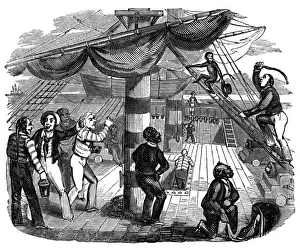 Illustration, Monkey on board ship