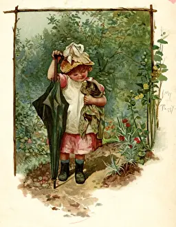 Harriett Prints: Illustration, My Pussy - girl and cat