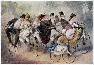 Illustration, Wedding Party on Wheels
