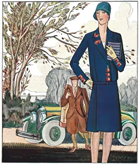 Well Dressed Prints: Illustration of a well-dressed couple going golfing Date: 1929